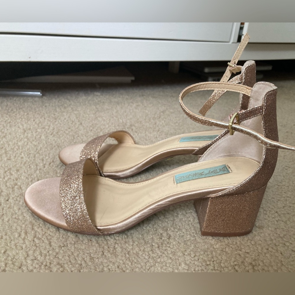 Blue by Betsey Johnson Champagne block heel wedding shoes